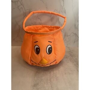Vintage Halloween Goffa Padded Soft Pumpkin Trick or Treat Candy Bucket 7" tall